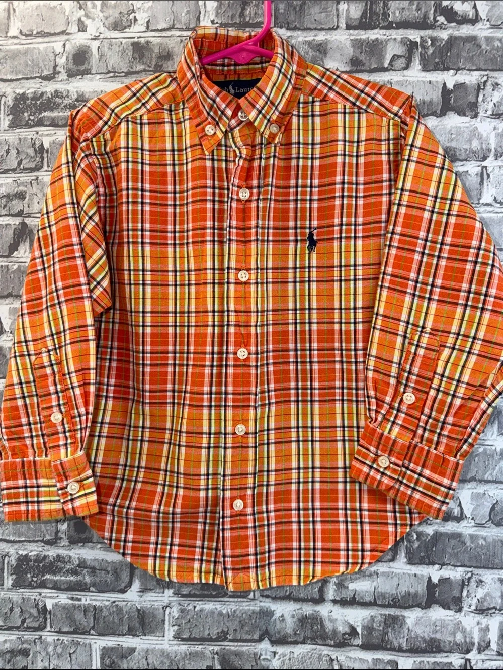 Ralph Lauren Orange & Yellow Plaid Button-Down Shirt
